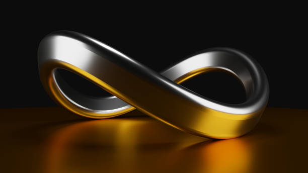 istock Gold and silver infinite symbol on dark background. 3D illustration 1202563735