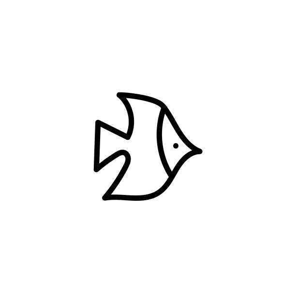 istock Simple fish . Hand drawn line icon . Outline of a fish concept isolated on a white background. Marine element , seafood. Vector illustration 1202566444