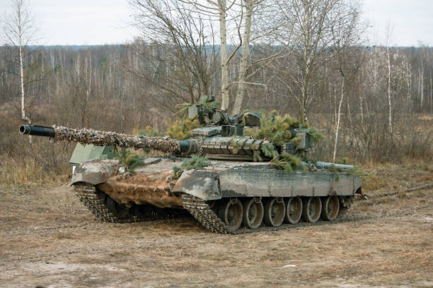 istock Battle tanks during demonstration performances at town 1202568839