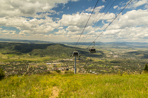 Ski lift on Mt Werner in Steamboat Springs in the summer