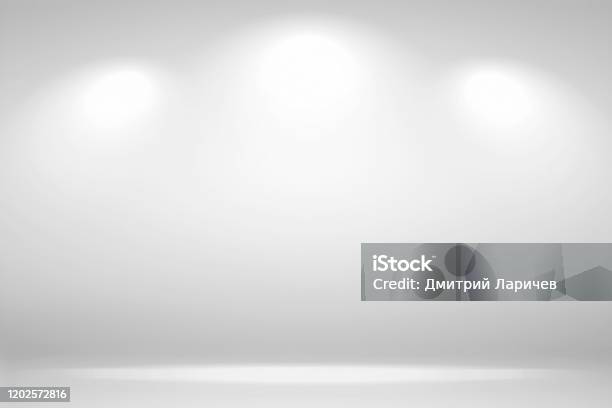 Spotlights Scene Abstracte Witte Achtergrond Lege Ruimtestudioachtergrond En Toont Uw Product Met Steunlichten Stockfoto en meer beelden van Achtergrond - Thema