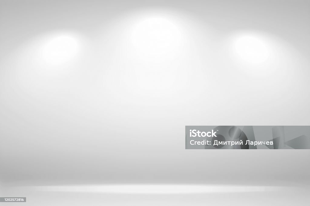 Spotlights Scene. Abstract white background empty room studio background and display your product with spot lights Spotlights Scene. Abstract white background empty room studio background and display your product with spot lights. Backgrounds Stock Photo