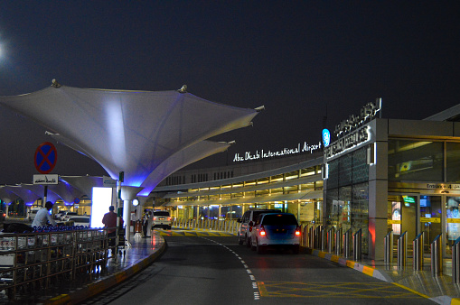 Dubai, UAE - April 27 2020: Wide image of Dubai International departure terminal. The airport terminal has all the required modern amenities such as restaurants, retail space, gaming arcades, prayer rooms, relaxation facilities such as spa, hotels. This multi-destination airport Terminal is one of the busiest airports in the world.