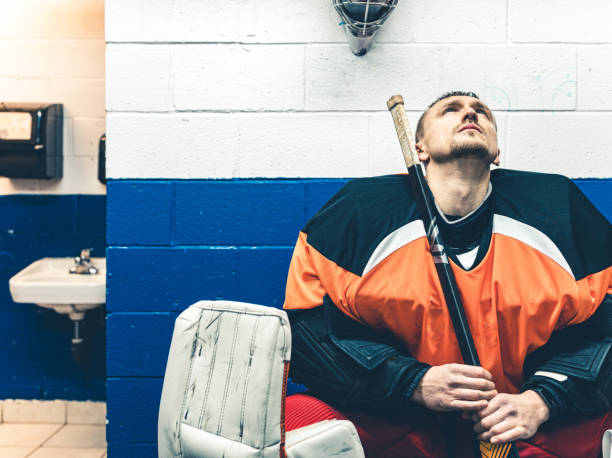 istock Pro Hockey goalie after the training 1202578655