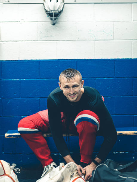 istock Pro Hockey goalie after the training 1202578953