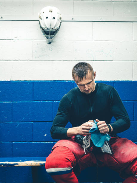 Pro Hockey goalie after the training