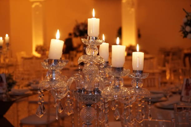 istock beautiful wedding party lighting and decoration 1202580209