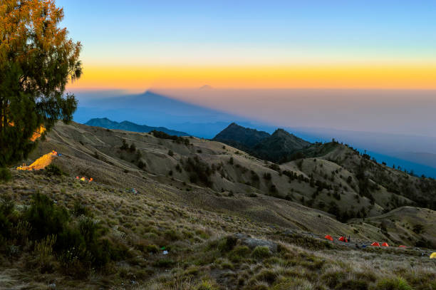 A view of Mt. Agung from Mt. Rinjani base camp in Indonesia