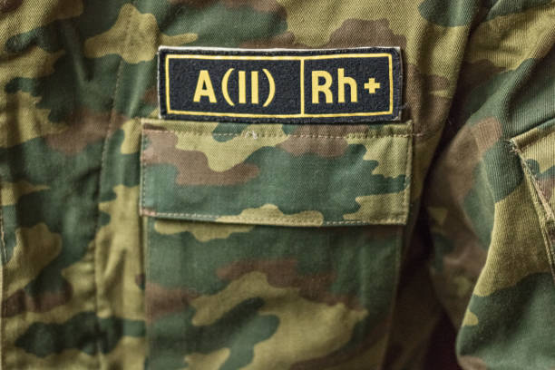 istock Blood group Label on military uniforms. 1202586191