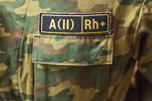 istock Blood group Label on military uniforms. 1202586265