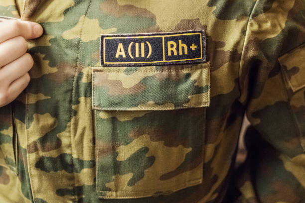 istock Blood group Label on military uniforms. 1202586304