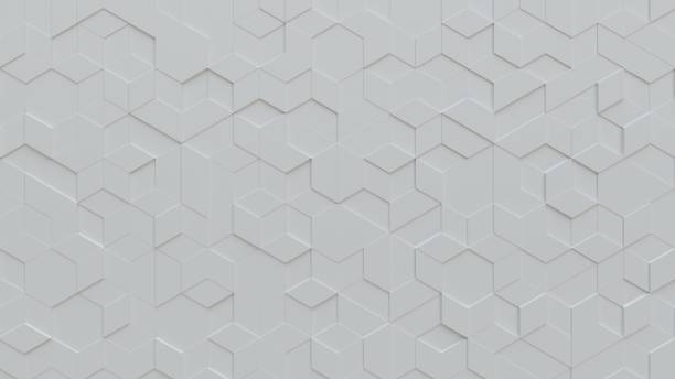 White tiles triangular background White abstract background with techie hexagon and triangle shaped tiles, technology concept, 3D rendering, 3d illustration business abstract stock pictures, royalty-free photos & images