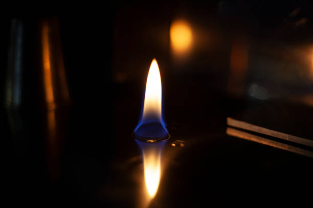 istock Flames of fire in the dark. 1202591260