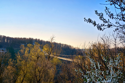 The longest pedestrian suspension bridge in the world at the Rappbodetalsperre.