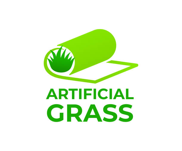 Artificial grass or turf in roll, design. Carpeting artificial grass and landscaping, vector design and illustration Artificial grass or turf in roll, design. Carpeting artificial grass and landscaping, vector design and illustration grass shoulder stock illustrations