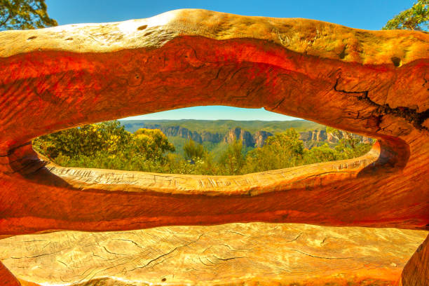 Morning in the Blue Mountains NSW Australia, background with copy space, full frame horizontal composition