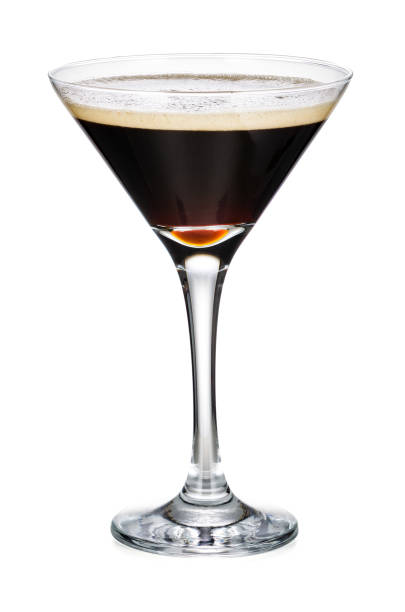 Martini Glass With Black Coffee Isolated On White Background