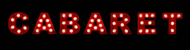 3D rendering of the sign cabaret written with glowing letters