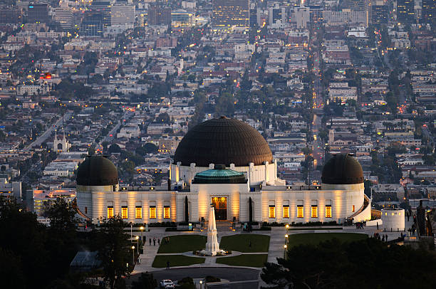 Griffith Observatory Sitting on Mount Hollywood in Los Angeles, Griffith Observatory is one of the most visited landmarks in southern California, USA. griffith park photos stock pictures, royalty-free photos & images