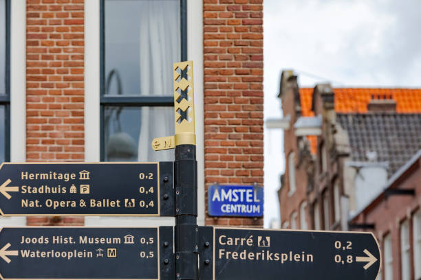 istock directional signpost to some main sights in Amsterdam 1202605394