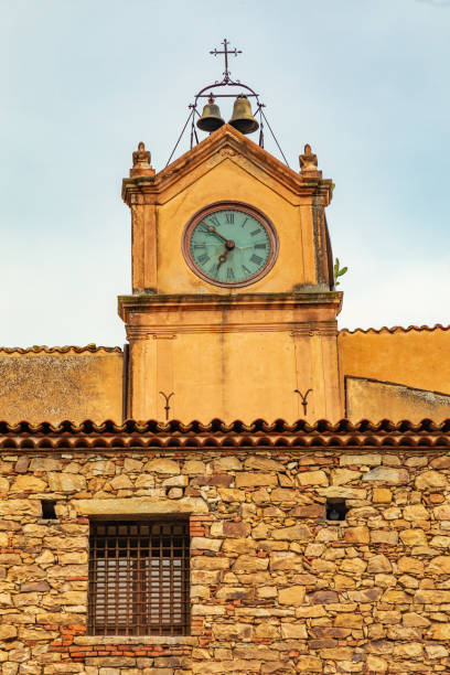 istock Clock tower on the town square of Castelbuono. 1202611326