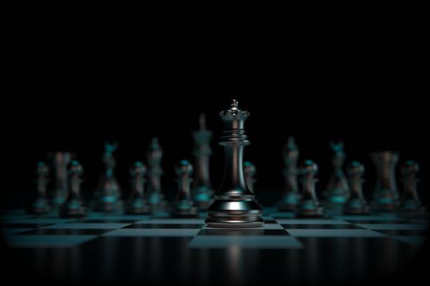 3d pièces d'échecs en métal rendu - échec photos et images de collection