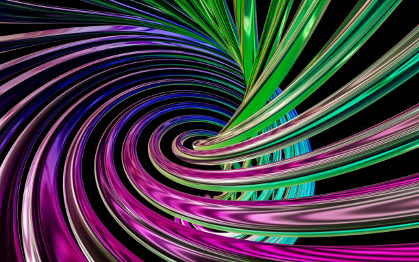 istock Colorful glossy futuristic modern abstract architectural screw pattern metal strucuture 3d render illustration 1202614690