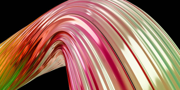 istock Colorful glossy futuristic modern abstract architectural screw pattern metal strucuture 3d render illustration 1202614732