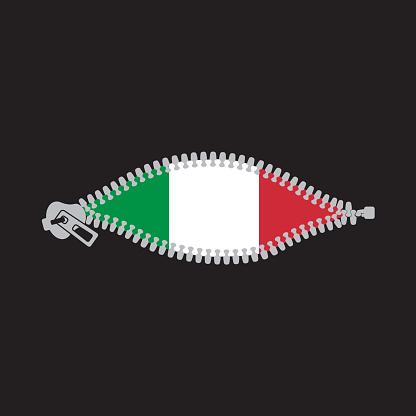 Opened zipper revealing  flag  of Italy