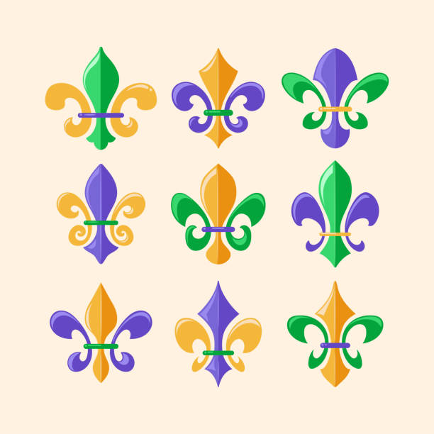 kolekcja symbol flower de lis - lily fleur de lys king flower stock illustrations
