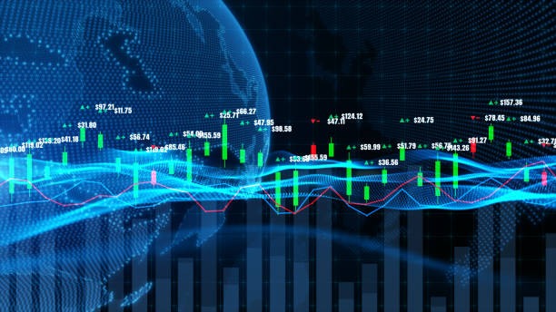デジタルデータ、株価の上昇トレンドまたは下落傾向の株価、投資、金融概念を持つローソク足グラフチャート。 - candlestick holder chart forex graph ストックフォトと画像