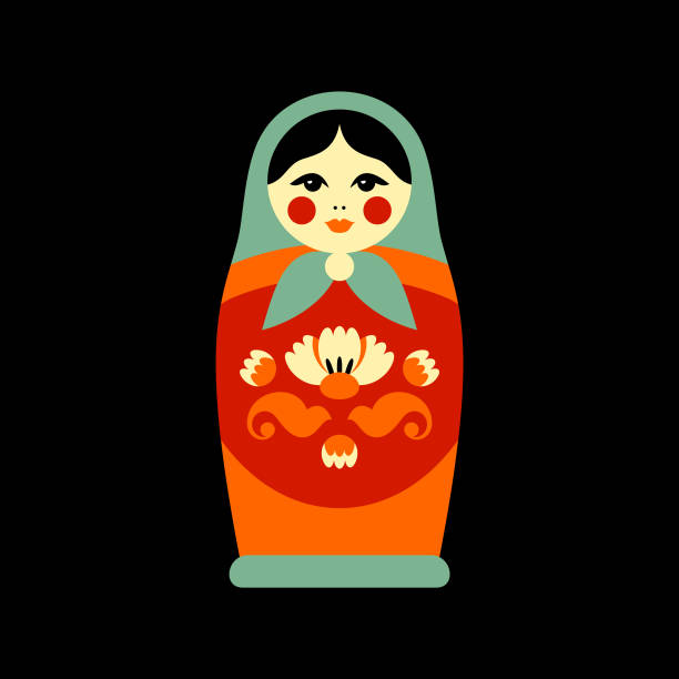 illustrations, cliparts, dessins animés et icônes de illustration russe de vecteur de poupée de niding - russian nesting doll doll russian culture nobody