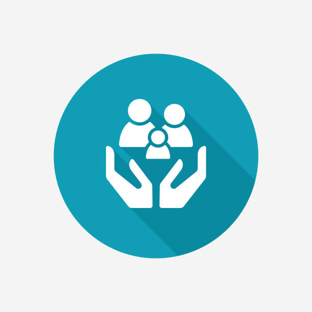 illustrations, cliparts, dessins animés et icônes de icône de vecteur d'assurance familiale - multi generation family adoption family human hand
