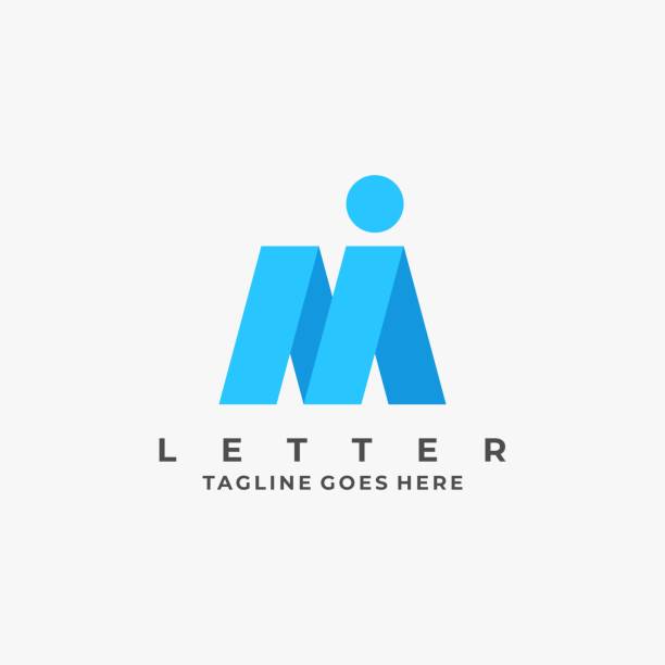 illustrazioni stock, clip art, cartoni animati e icone di tendenza di vector illustration abstract letter m e i line art style. - letter m typescript sign design element