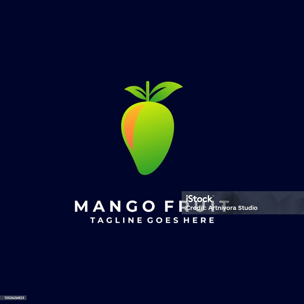 Gradiant Mango Vector Illustration Mango Fruit Gradient Colorful Stock Illustration ...