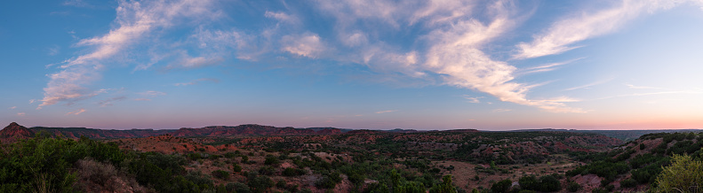 early morning panorama in caprock canyon