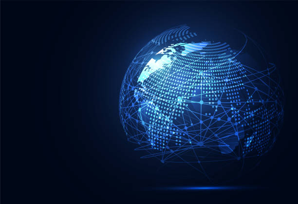 istock Global network connection. World map point and line composition concept of global business. Vector Illustration 1202628990