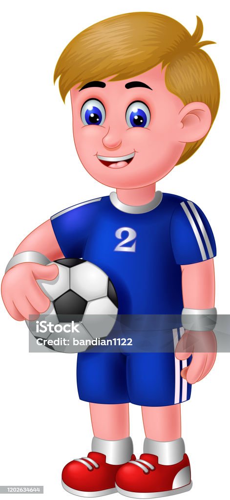 Cool Soccer Football Player Boy In Blue Uniform Cartoon Stock Illustration  - Download Image Now - iStock