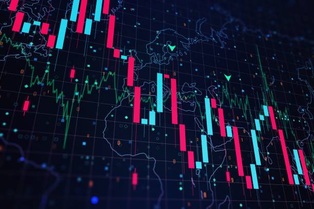 istock Falling financial chart. Crisis and recession concept. 3D Rendering 1202641154