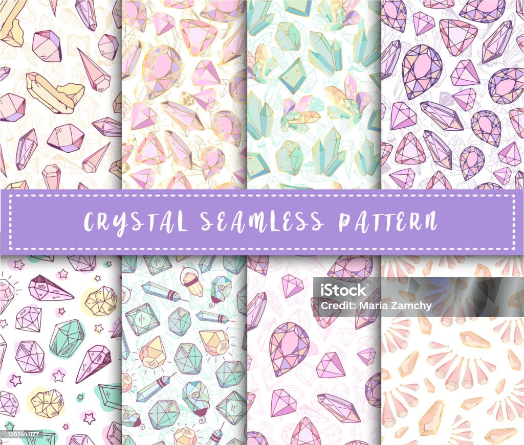 Crystal Design Patterns New Crystals Set And Patterns Stock Illustration - Download Image Now ...