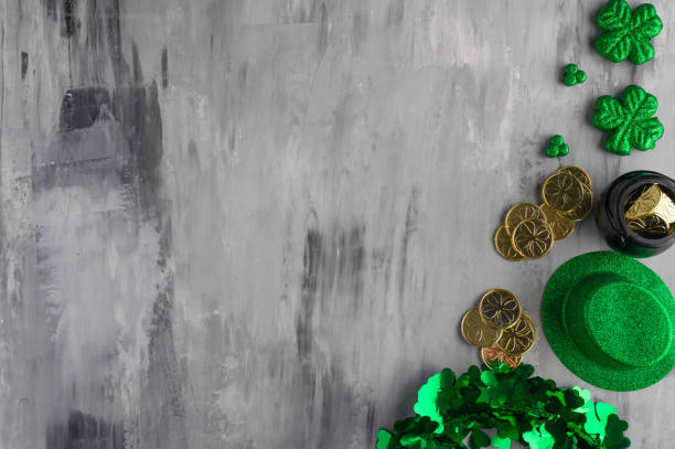 istock Flat lay, St. Patrick's Day, March 17, on a light background accessories for a celebration, a traditional Irish holiday 1202643658