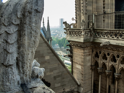 Fragment of the top of Notre Dame de Paris in 2007. Before the fire in 2019