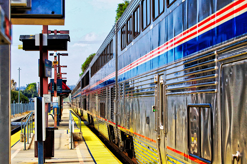 Amtrak Coast Starlight (Los Angeles - Seattle) passing Moorpark Station HDR