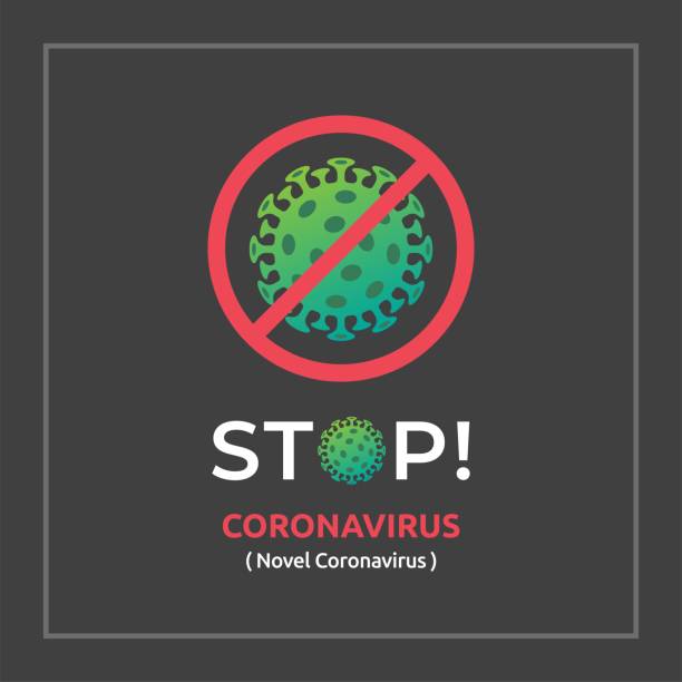 ilustrações, clipart, desenhos animados e ícones de mers-cov (coronavírus da síndrome respiratória do oriente médio), novo coronavírus (2019-ncov) vírus abstrato riscado com sinal vermelho stop - muammar
