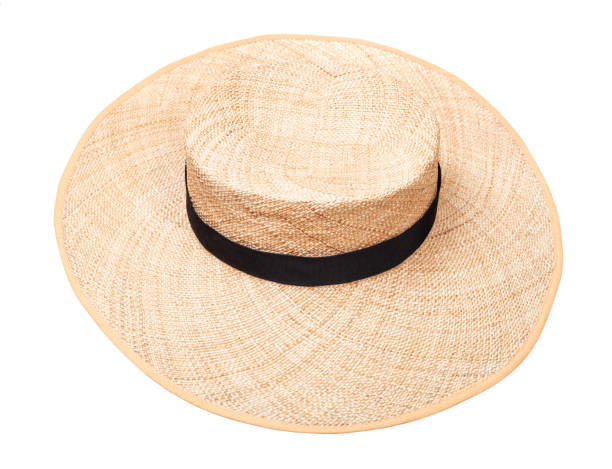 istock wide-brimmed straw hat with black band on crown 1202648027