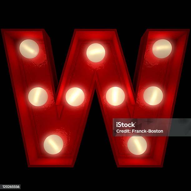 Glowing W Stock Photo - Download Image Now - Alphabet, Black Color, Color Image