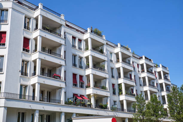 istock Contemporary white apartment house 1202656148