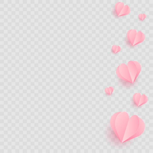 ilustrações, clipart, desenhos animados e ícones de voando corações de origami rosa em fundo transparente. vetor - valentines day origami romance love