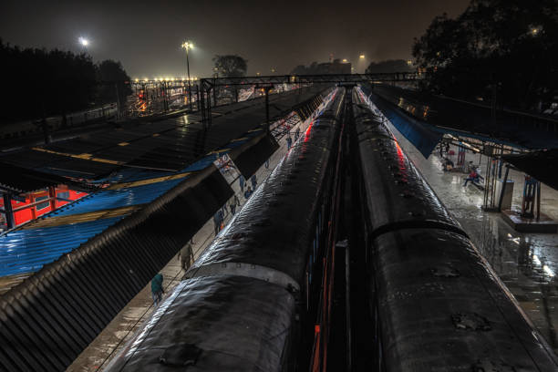 Old delhi station at night Old delhi train station or delhi junction railway station taken at night. New Delhi, India old delhi stock pictures, royalty-free photos & images