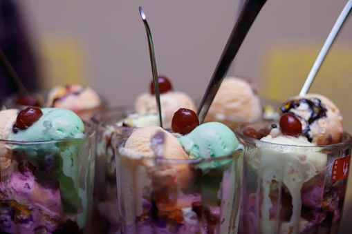 Mixed Flavour Ice Cream with cherry's